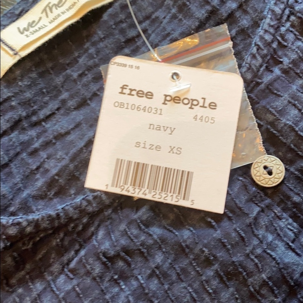 Free People Navy Blue Peasant Blouse - Picture 4 of 4